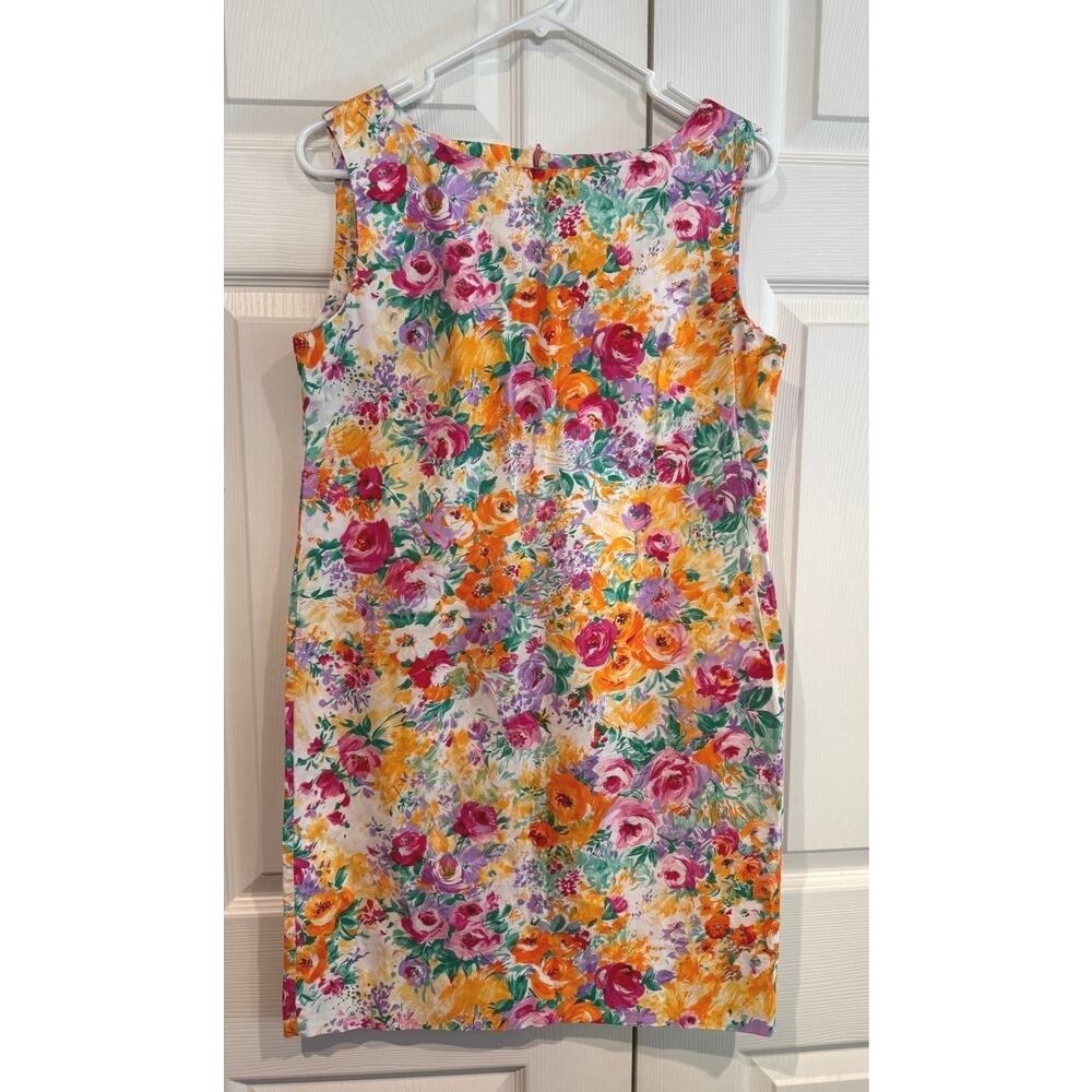Vintage Floral Sleeveless Dress Colorful Roses Print Party Summer Casual